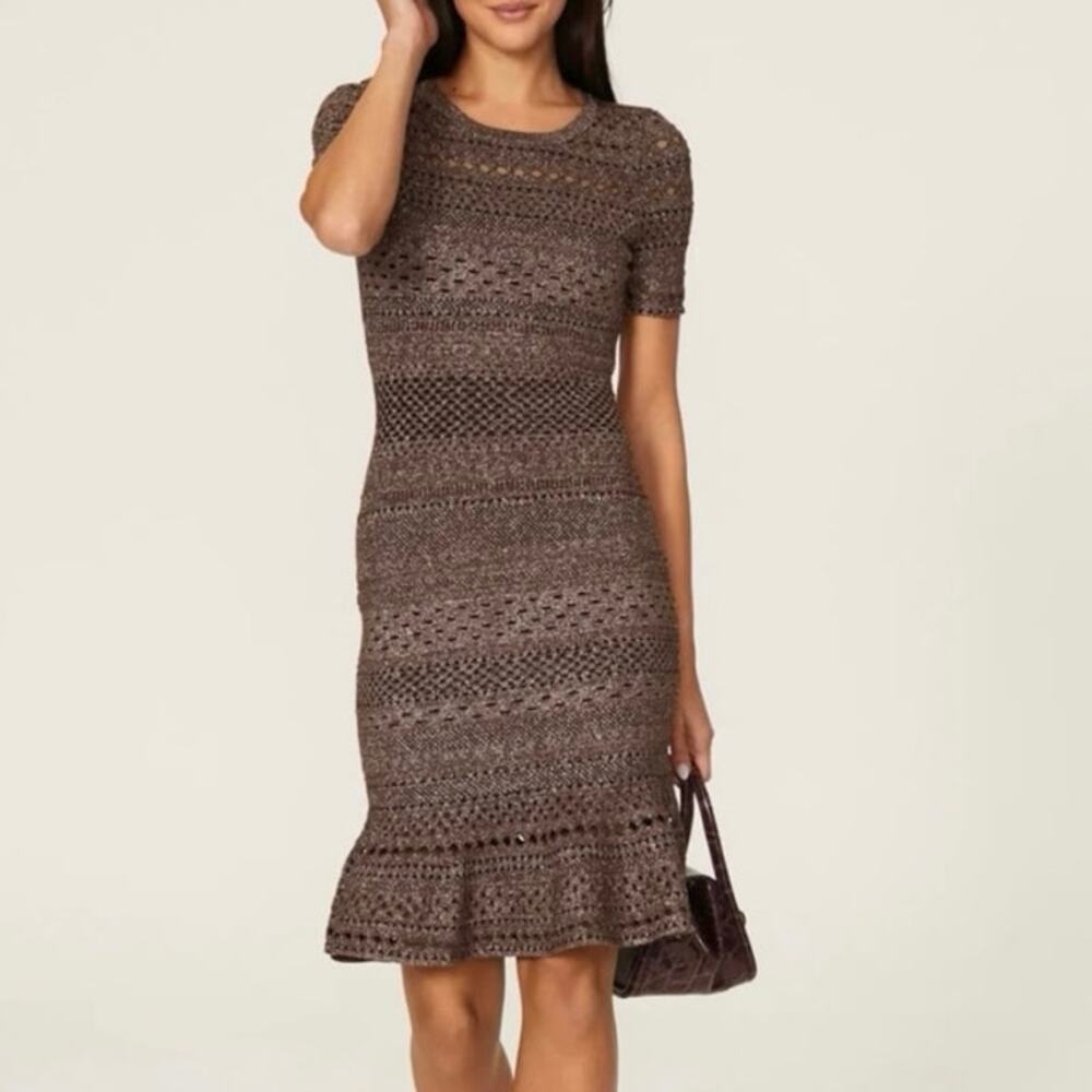 Milly Metallic Pointelle bronze Dress size Medium